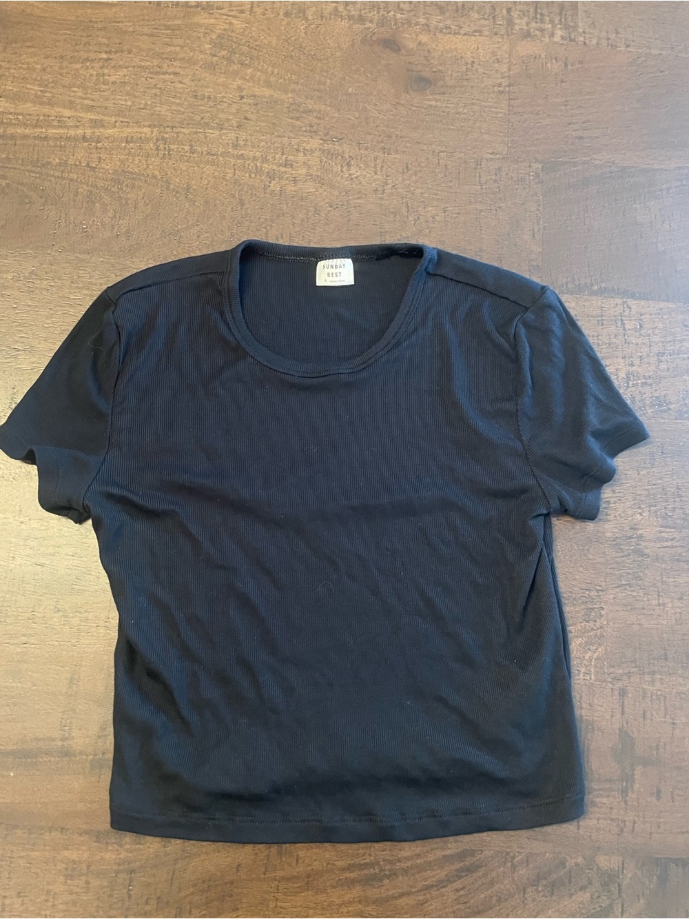 Sunday Best Black Ribbed Short Sleeve Tee
